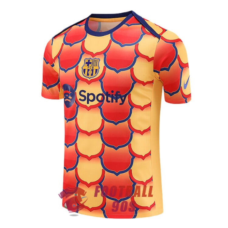 maillot barcelone entrainement 2024-2025 rayure orange jaune
