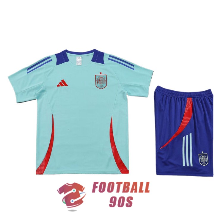 maillot espagne entrainement kit 2024-2025 bleu clair rouge