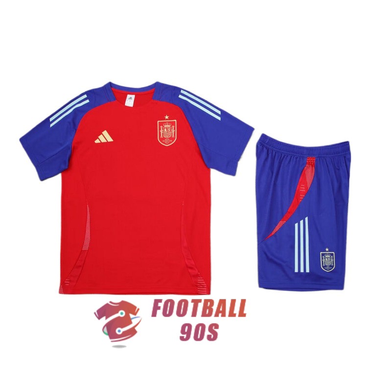 maillot espagne entrainement kit 2024-2025 bleu fonce rouge