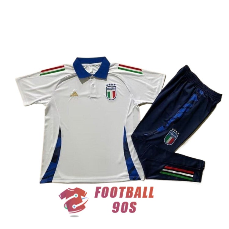 maillot italie entrainement kit 2024-2025 blanc bleu fonce