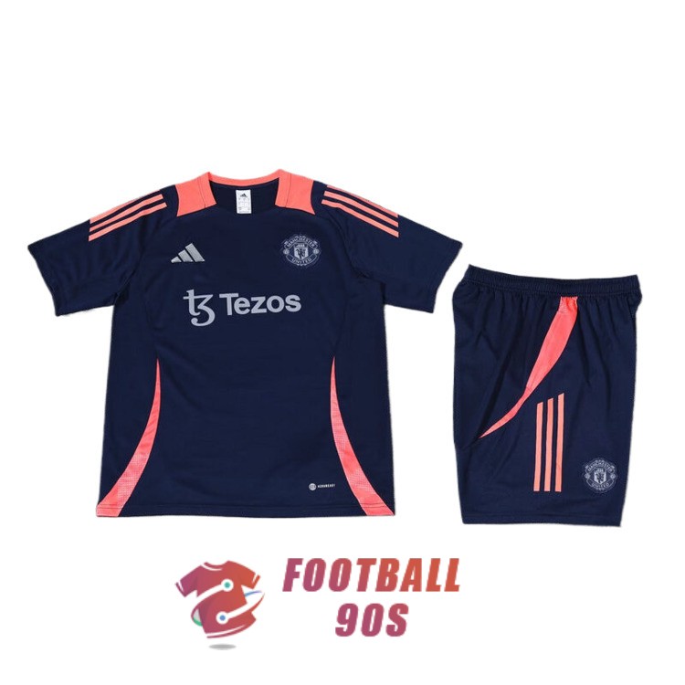 maillot manchester united entrainement kit 2024-2025 bleu fonce orange
