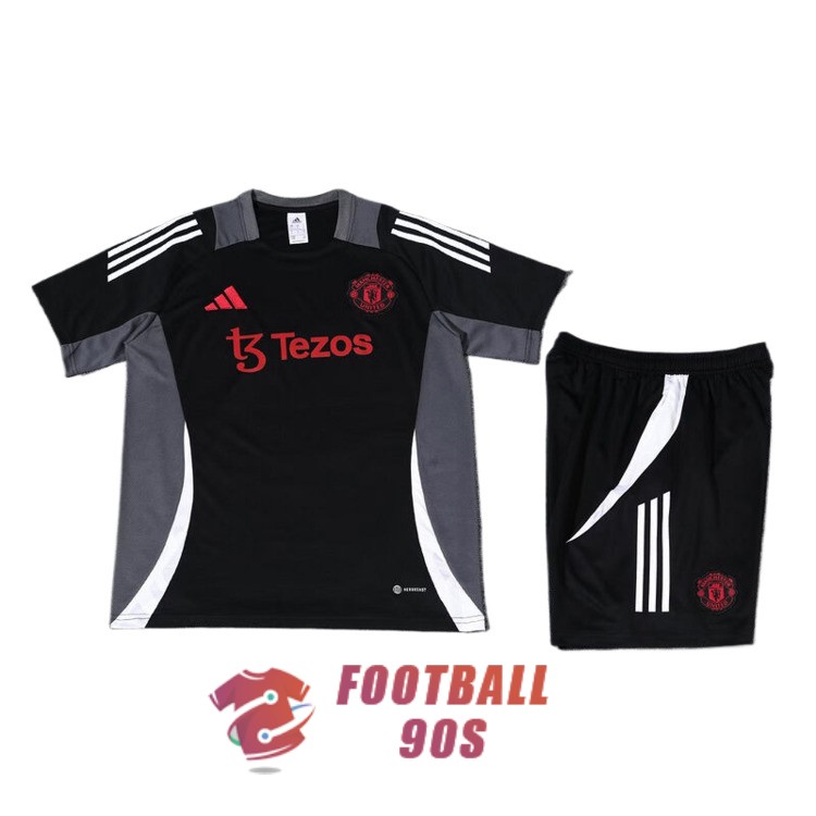 maillot manchester united entrainement kit 2024-2025 noir blanc