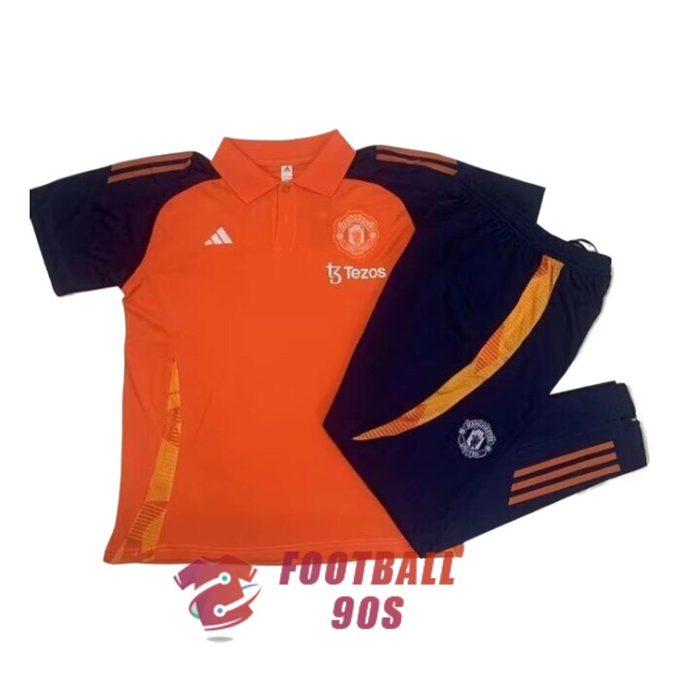 manchester united 2024-2025 polo kit orange noir